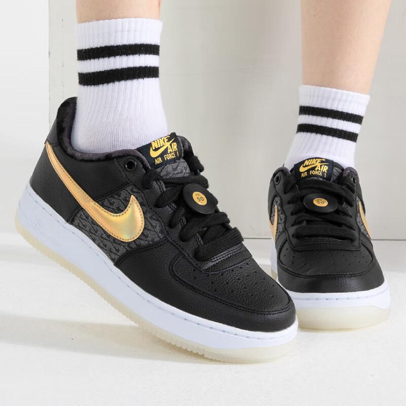 Nike Air Force 1 Low Premium GS Bronx Origins - 50th Anniversary Kids Sneakers Black Metallic-Gold White FN6977-010
