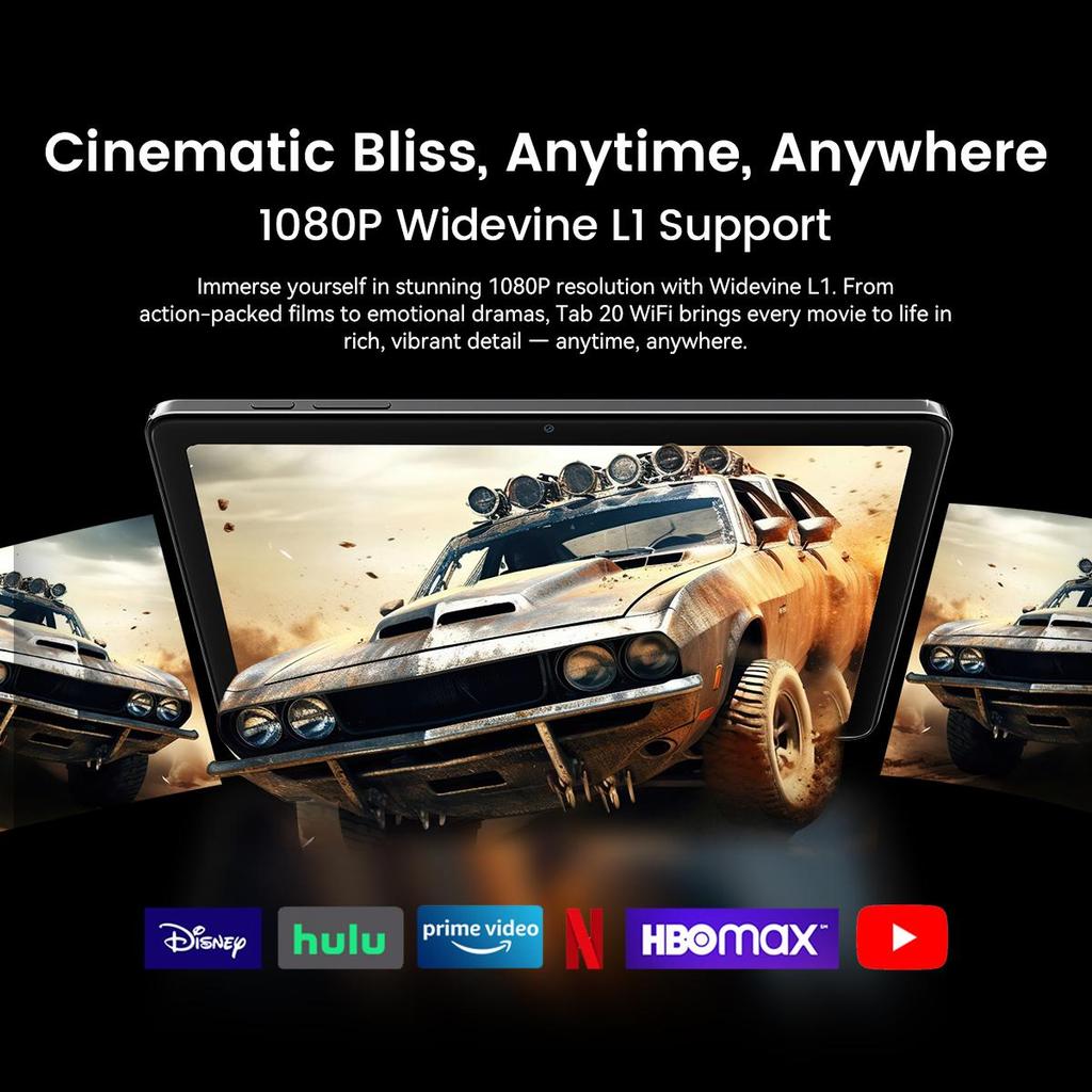 Blackview Планшет Tab 20 WiFi Android 15 10,1 дюйма 4 ГБ ОЗУ 64 ГБ ПЗУ Аккумулятор 6600 мАч Планшеты