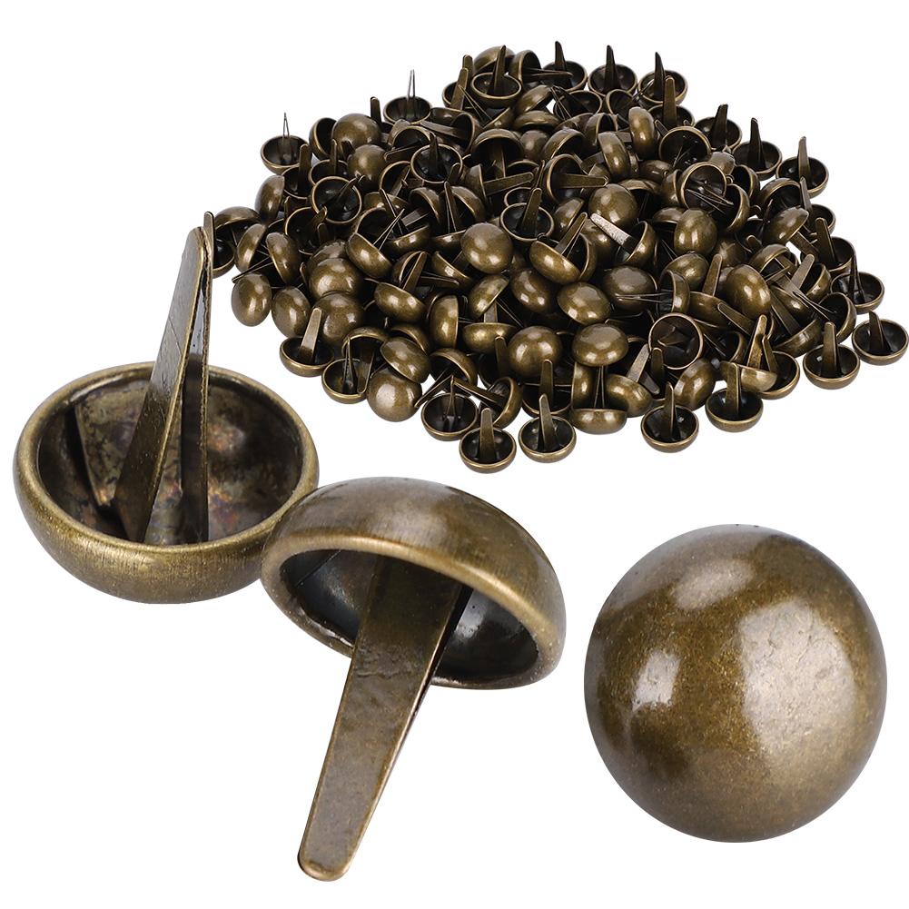 200pcs 15mm Bottom Studs Rivets 2‑Feet Nailheads for Leather DIY Craft Purse Handbag