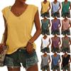 Женская футболка с v-образным вырезом, повседневный жилет с короткими рукавами, однотонная свободная блузка, топы на бретелях