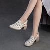 Fashion GKTINOO 2025 Summer New Round Toe Hollow-out Breathable Thick Heel Sandals Retro Versatile Commuting Women's Shoes