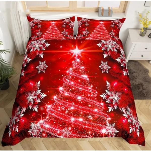 Santa Claus Bed Three-Piece Set, Digital Print Quilt Cover Sheet Set
