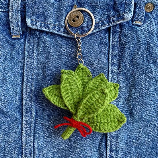 Yousheng Woven Keychain Handmade Pomelo Leaf Design Lucky Charm Keychain Hand-Crocheting Decorative Pendant Car Backpack Accessories