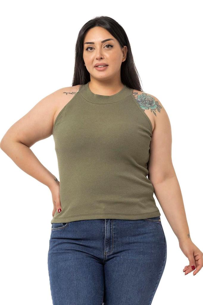 Женский стиль, большой размер, боди, большие размеры, воротник с лямкой на шее, полуводолазка, ребристая камзол, зеленое боди