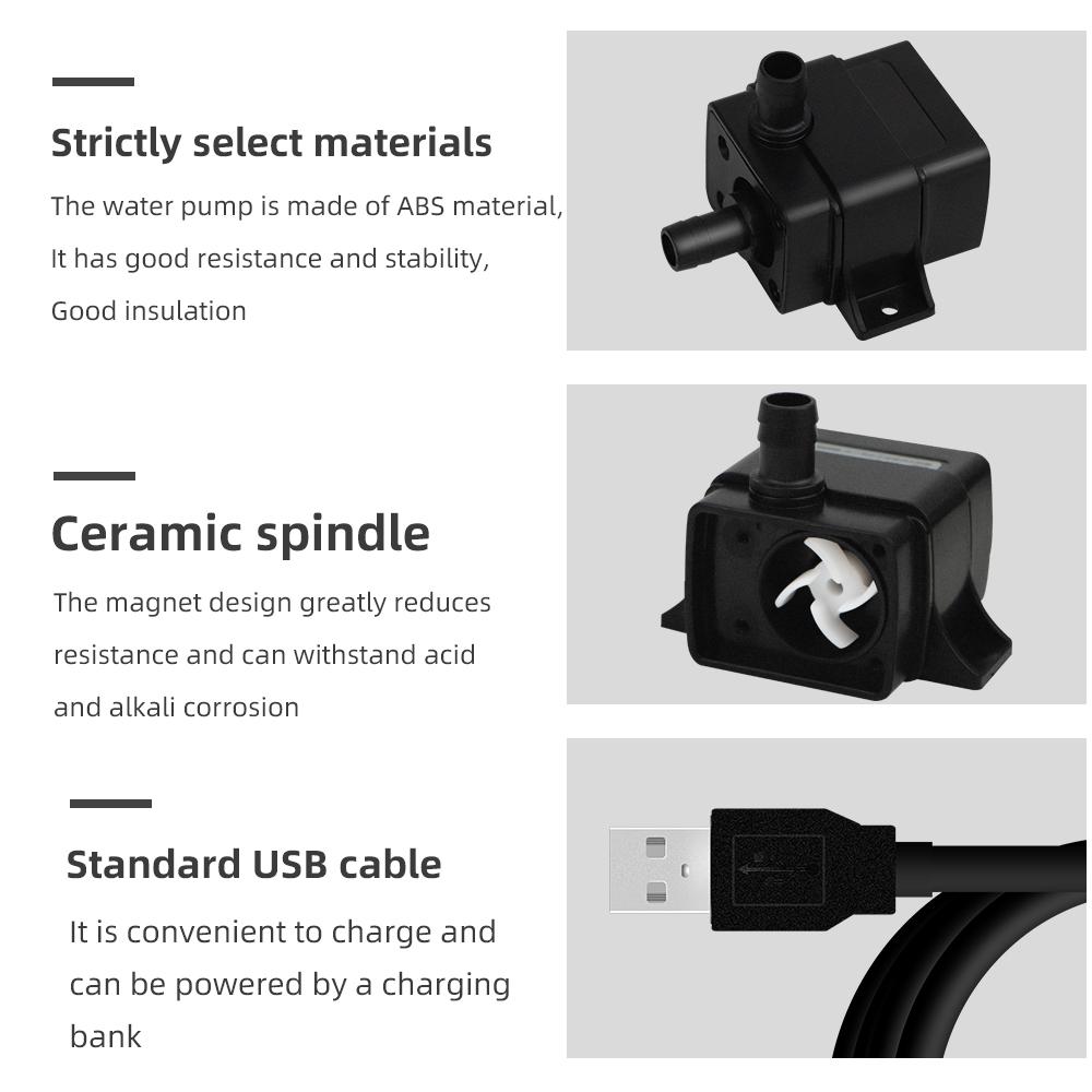 Ультра-тихий 5V USB Маленький насос 120 л/ч Мини погружной бытовой водяной насос для рыбоводного пруда, фонтана, пруда, аквариума