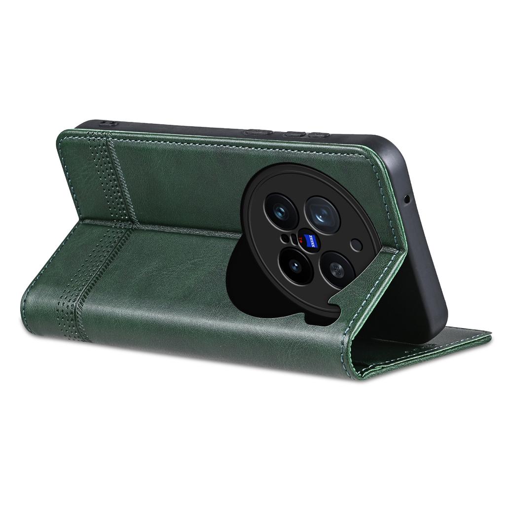 AZNS Для vivo X200 Pro 5G Чехол из воловьей кожи с текстурой PU кожаный кошелек чехол для телефона