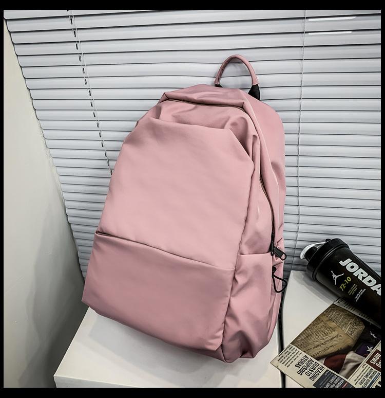 Simple and Fashionable Casual Backpack, Korean Version of Junior High School Student Schoolbag Large Capacity Solid Color Shoulder Can Be Printed Logo