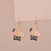Colorful Aesthetic Animal Cat Rabbit Koi Dragon Earrings For Women Girls Enameled Delicate Gold Color Hoop Earrings Zircon Gift