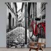 2 шт. Велосипедная занавеска Винтажный вид Классический велосипед на мощеной улице в итальянском городе Досуг Ретро эффект Тона для спальни