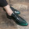 Autumn New Patent Leather Men Shoes Lace Up Loafers Green Pointed Toe Thick Sole Fashion Leather Shoes High Quality Casual Shoes
