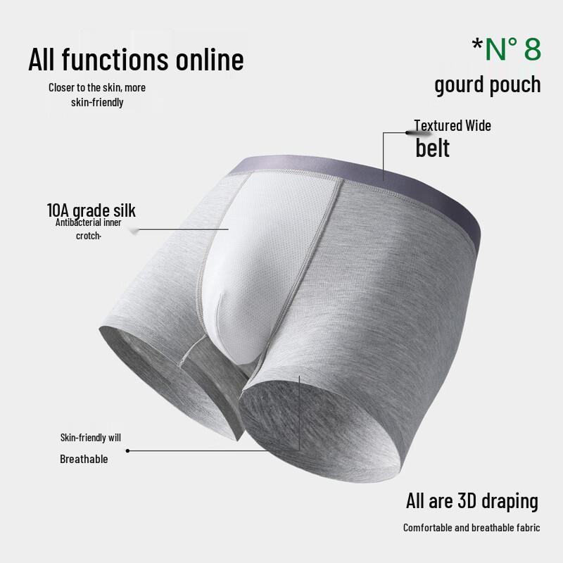 YOUKESHU Men's Modal Silk Blend Boxer Briefs (4-Pack)