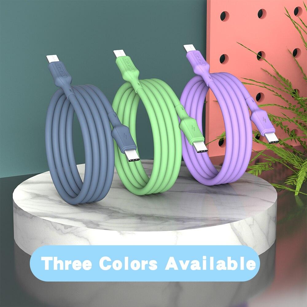KEYSION Жидкий силикон 8 мм Кабель USB C к USB Type C 60 Вт PD Шнур для быстрой зарядки USB-C Кабель для зарядного устройства для Xiaomi Samsung Huawei Macbook iPad
