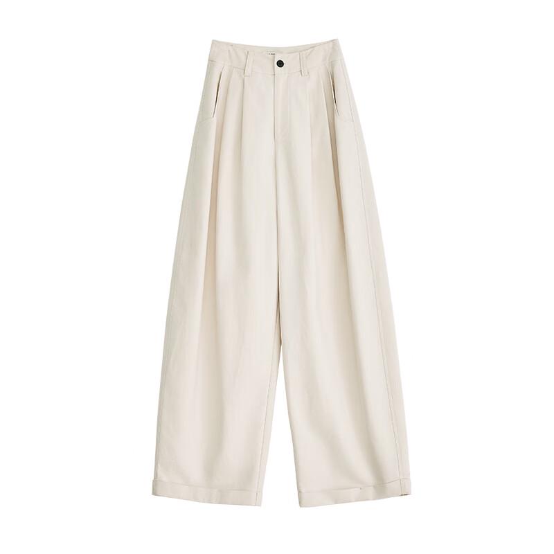 FAESSLIN Женские брюки из тенсела с высокой посадкой, плиссированные, широкие штанины