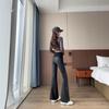 Женские приталенные расклешенные брюки из ПУ с высокой талией и эластичным поясом Зимняя уличная одежда
