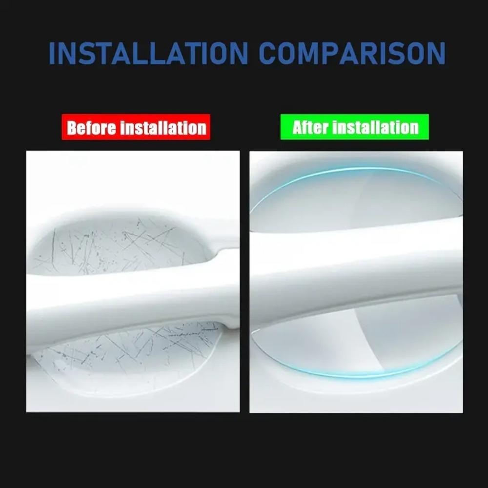 8 шт./комплект Наклеек на ручки дверей, Устойчивые к царапинам ручки, Наклейки на углубление ручки, Декоративные пленки, Защитное оборудование для автомобиля