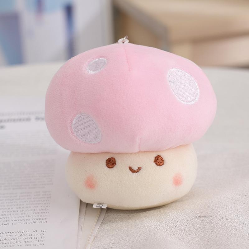 Cartoon Mushroom Doll Keychain Cute Stuffed Plush Toys Car Key Ring Bag Pendant