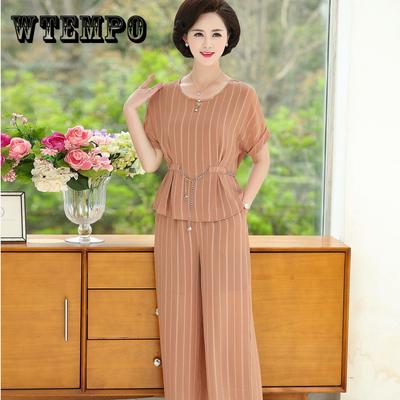 XL-XXXXXL, костюм из 2 предметов в полоску, весенне-летний женский комплект больших размеров с круглым вырезом и короткими рукавами, свободный повседневный комплект из двух предметов