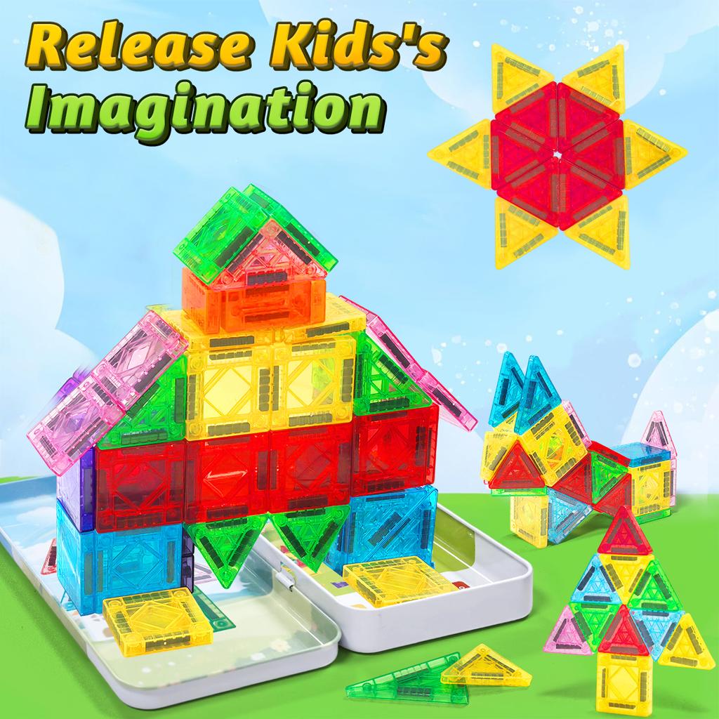 Montessori Educational Toys Magnetic Building Blocks Children DIY Model Construction Sets Magnetic Tiles for Kids Gifts