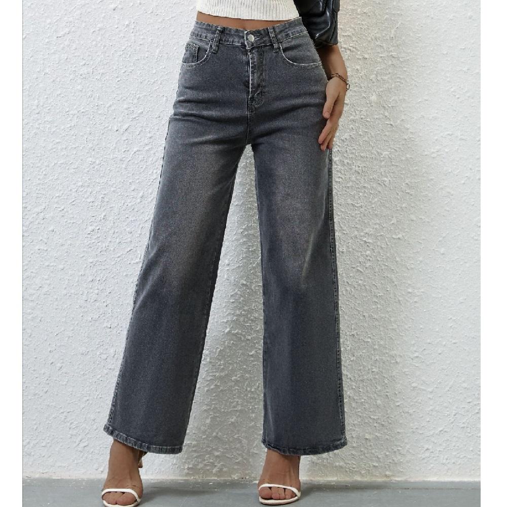 Джинсы с высокой талией для женщин, винтажные эластичные прямые брюки, женские длинные брюки