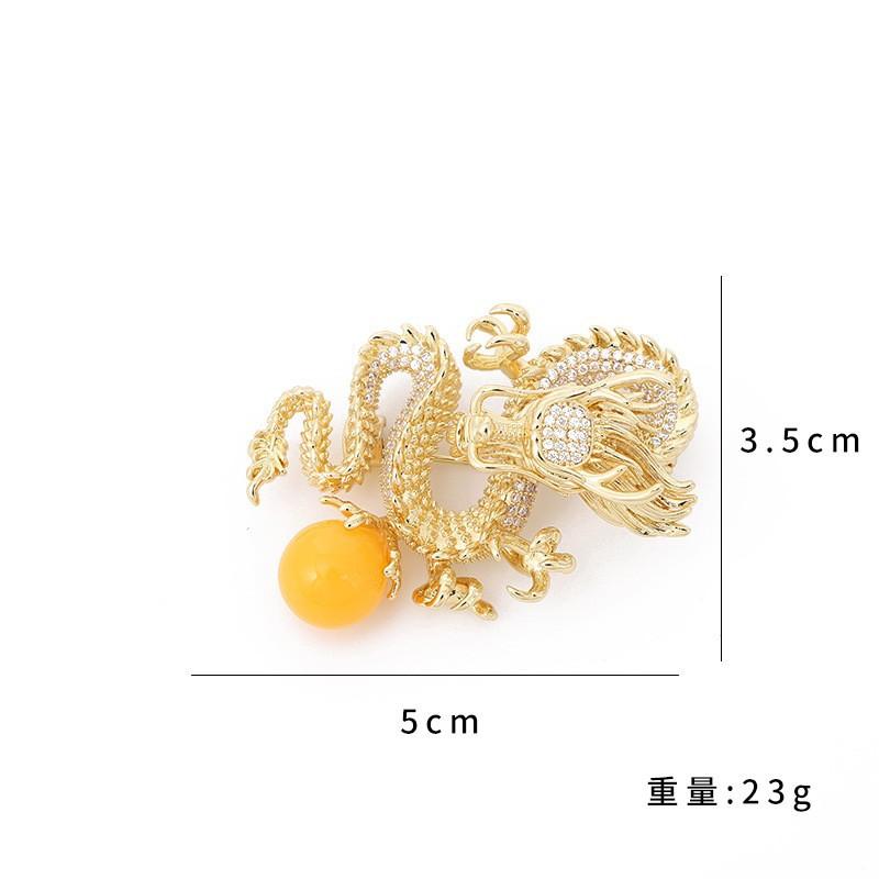 High-End Streamer Gold Diamond Dragon Ball Brooch Atmospheric Pin Coat Jacket Gift Brooch, Direct Supply