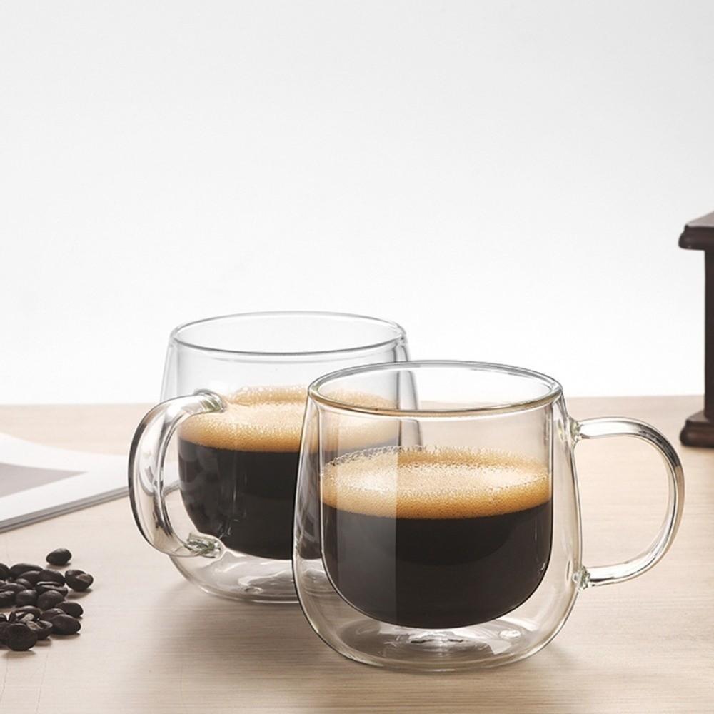 2pcs Transparent Double Wall Glass Cup Set Heat Resistant Tumbler Mug Home Bar Coffee Cup Drinking