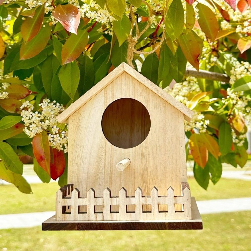 Hanging Wood Bird House Bird Cage Bird Feeder House Safe Nesting Space Bird Nest Hanging Garden