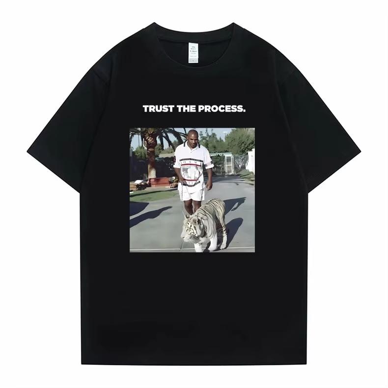 Майка Mike Tyson Trust The Process с графическим принтом тигра, мужская, хип-хоп, винтажная, мужская, для фитнеса, с коротким рукавом, оверсайз
