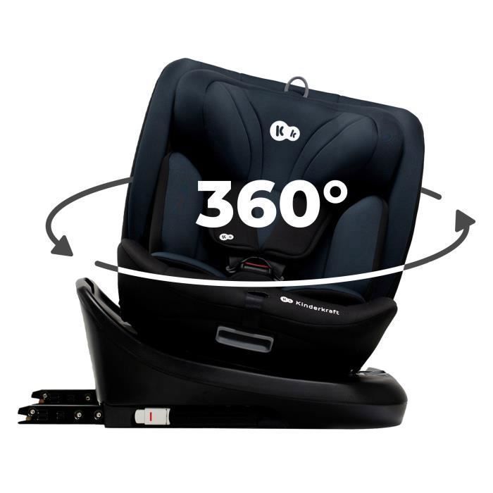 Siège-Auto Enfant Kinderkraft I-GROW I-SIZE, 40–150 Cm, Pivotant 360°, ISOFIX, Harnais 5 Points, Appui-Tête 12 Niveaux, Noir