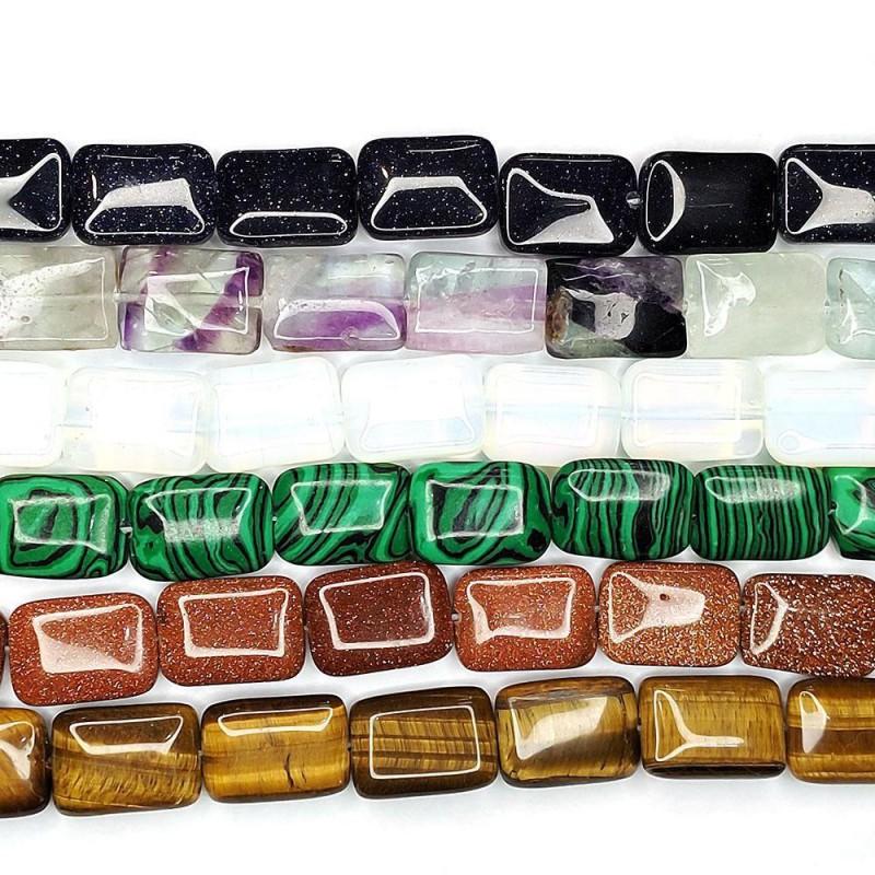Natural Square Malachite Beads 6x13x18mm Concave Tiger Eye Opal DIY Jewelry Making Supplies