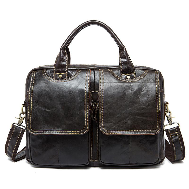 Модная мужская сумка через плечо в европейском и американском стиле в стиле ретро из натуральной кожи с несколькими карманами, деловой портфель из натуральной кожи, мужская сумка через плечо