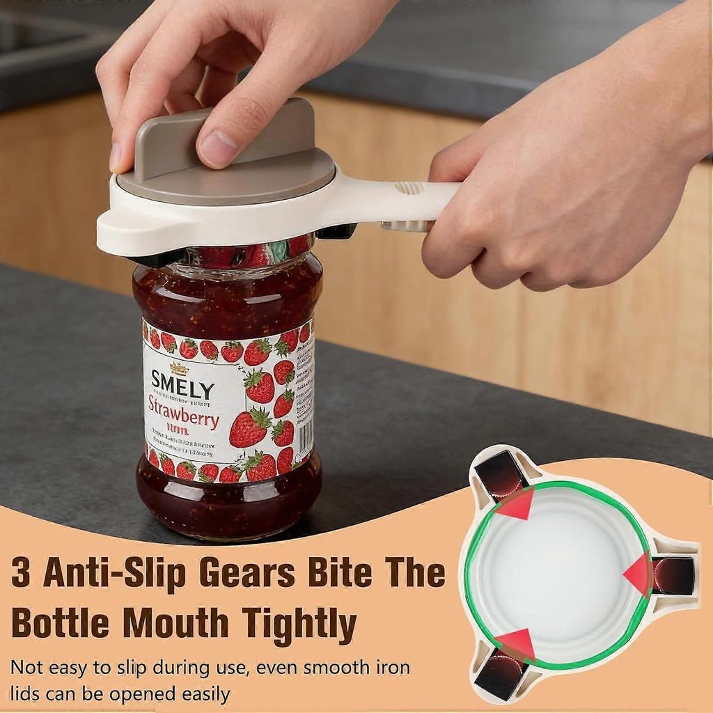 4-in-1 Multi-Function Bottle Opener, Adjustable Lid Opener for Jars Cans Bottles, Multi-Size Retractable Kitchen Helper for Weak Hands, Seniors & Dail