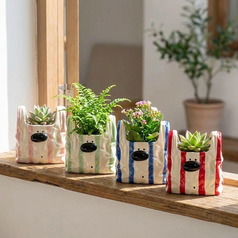 Handbag Style Ceramic Storage Box Puppy Shaped Desktop Pen Holder Desktop Organizer