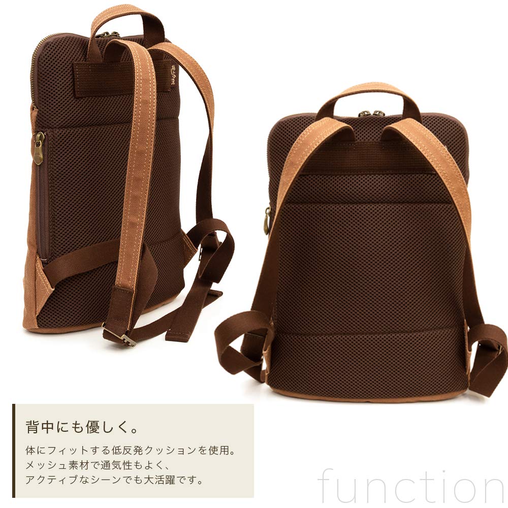 made in Japanese persimmon tannin Kurashiki thin gusset Toyooka birthday tannin [creare kiki] Men's backpack, small, thin, lightweight, Japan, style,