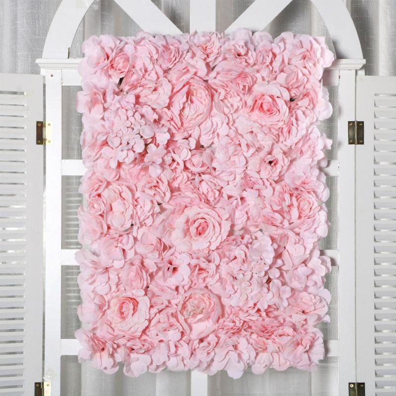40*60 см Цветочный настенный коврик Искусственные цветочные настенные панели Шелковые розовые гортензиевые цветочные панели для фона Свадебная вечеринка настенное украшение