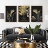 Домашний декор, абстрактное растение с золотыми листьями, настенная живопись на холсте, скандинавские постеры и принты, настенная картина для гостиной, современное искусство