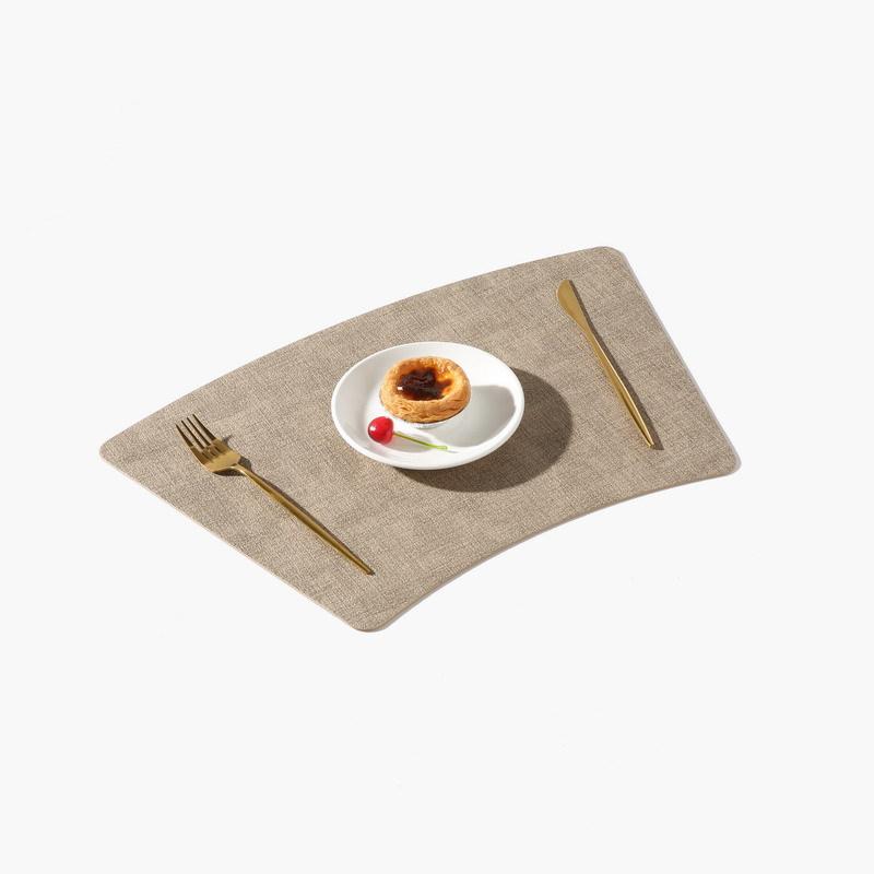 Modern Chinese Fan-Shaped PVC Leather Placemats Oil-Proof Heat-Resistant Table Mats for Round Dining Tables and Hotels