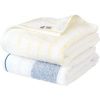 Сертифицированный набор банных полотенец Bloom Imabari Towel из натурального быстросохнущего материала, произведенного в Японии, 2, бордюр, впитывающий, сухой, комнатный, мягкий, 100% хлопок, (Желтый/Синий)