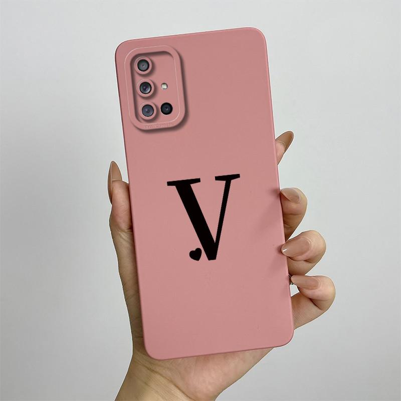 For Samsung Galaxy A51 A71 Case A515F A715F Initial Letters Liquid Silicone Phone Case For Samsung A51 A 31 71 Soft Cover Bumper