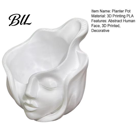 Durable Planter Pot Abstract Human Face Pot, 3D Printed Head Shape Decor Flowerpot, Succulents Plants Container for Home Office Balcony Flowerpot