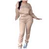Women's Casual Fleece Long Sleeve Plus Size Printed Hoodie Trousers Sports Suit