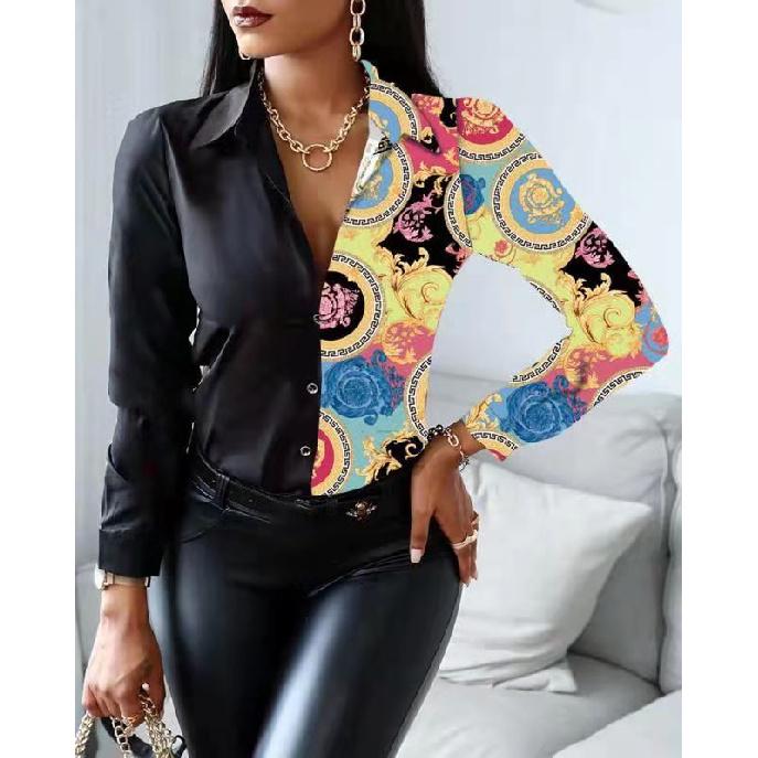 Весна и осень новый женский универсальный длинный рукав повседневный деловой дорожный элегантный комфорт сексуальный низ рубашка топ