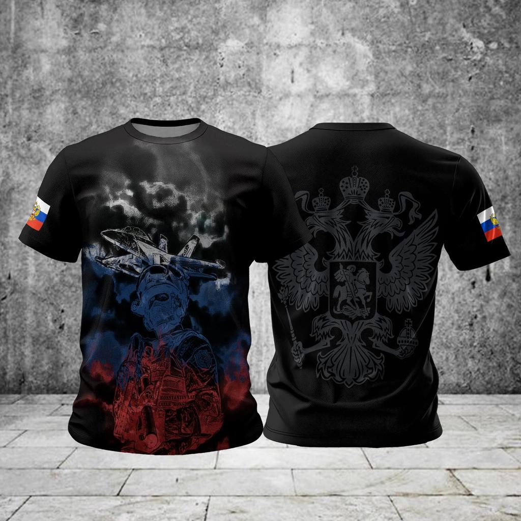 Мужские футболки Россия 3d Футболка с коротким рукавом с российским флагом для мужчин Футболки оверсайз Мужская одежда Летние повседневные спортивные топы