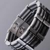 Jewellery Accessories Men's Bracelet Male 13MM 9" Stainless Steel & Black Silicone Bracelets for Man On Hand Wristband