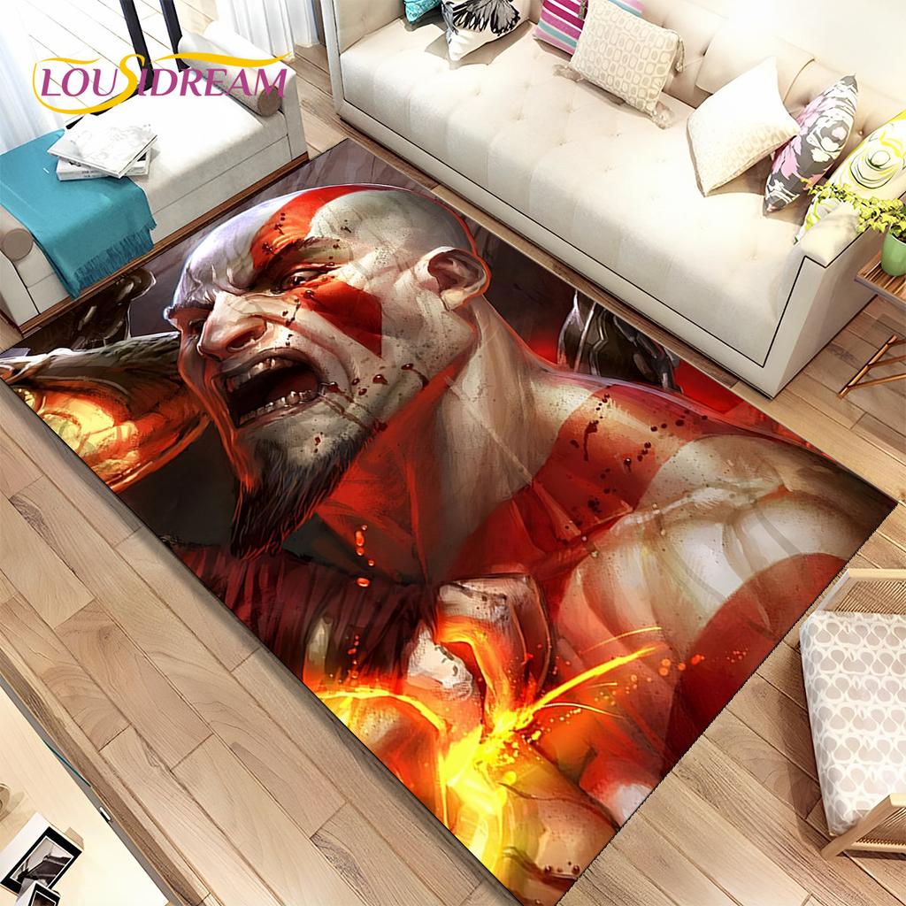 Коврик Игровой Ковер God of War Игроки Кратос, Ковер для Гостиной Спальни Дивана Прихожей Украшение, Детский Нескользящий Коврик для Игр