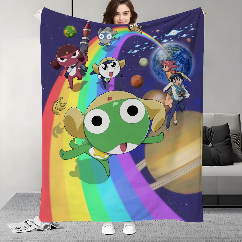 Funny Cartoon Keroro Gunsou Frog Blanket Design Lightweight For Dorms, Naps, Living Room, Office,Sofa,All-Season