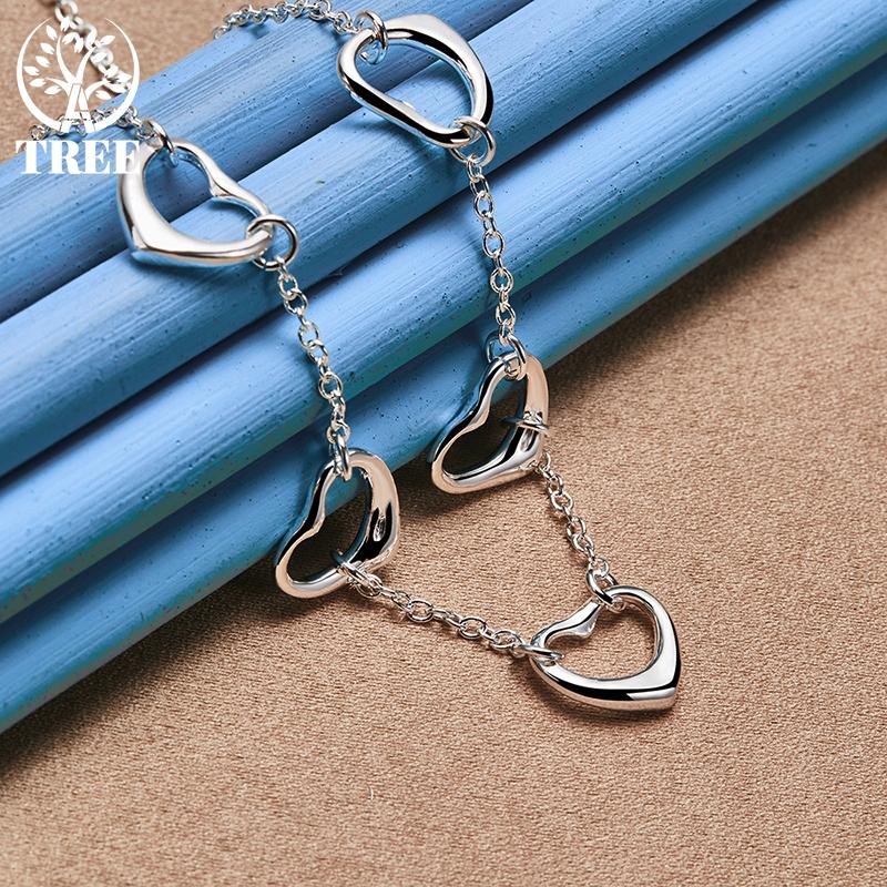 Ювелирные изделия из стерлингового серебра 925 пробы с пятью сердцами