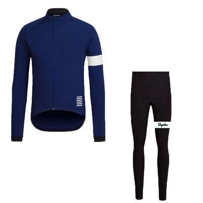 Autumn/Winter Long-Sleeve Cycling Suit Set for Men, Quick-Dry Breathable Mountain Bike Riding Suspender Pants