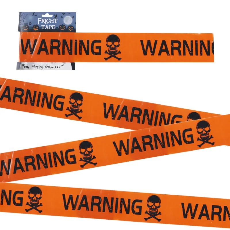 1Pc Halloween Props Window Prop Warning Line Plastic Skull Head Warning Tape Signs Halloween Decoration Witch Balloons Lot