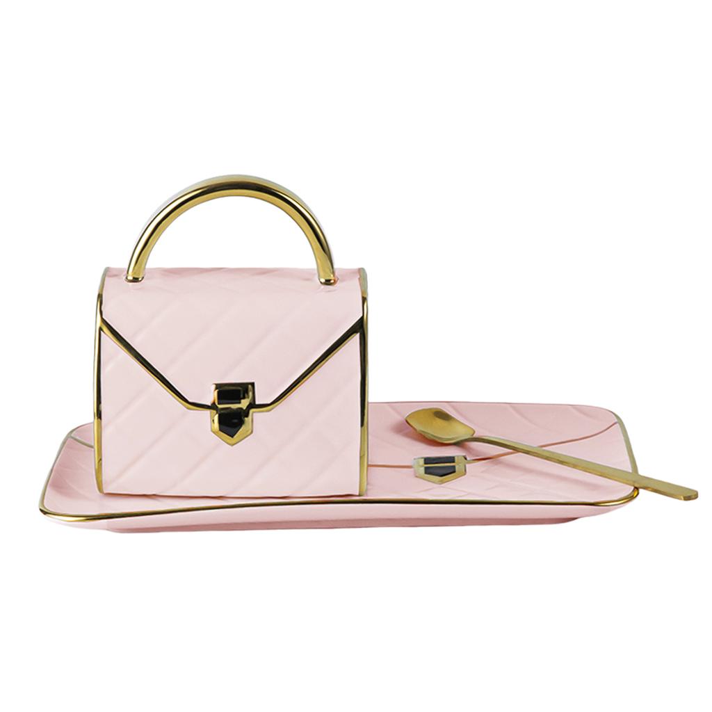 Специальный набор кофейных кружек в форме сумочки с блюдцем и ложкой, кофейная чашка 310 мл, керамическая чайная чашка на день рождения