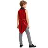Boys Sparkly Sequins Medieval Vest Front Zip Victorian Waistcoat Circus Tailcoat Halloween Costume